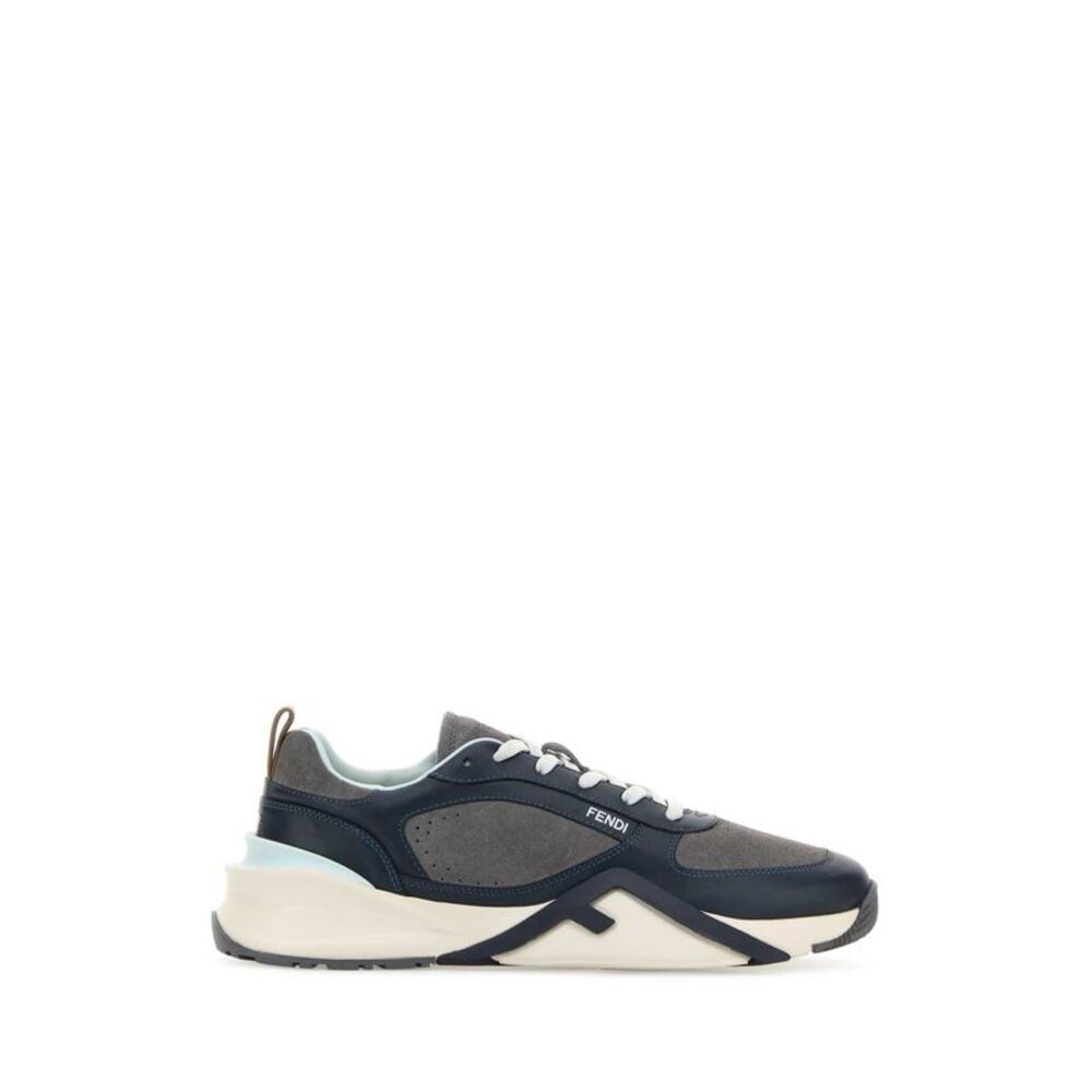 Fendi Men Two-Tone Leather And Suede Fendi Flow Sneakers